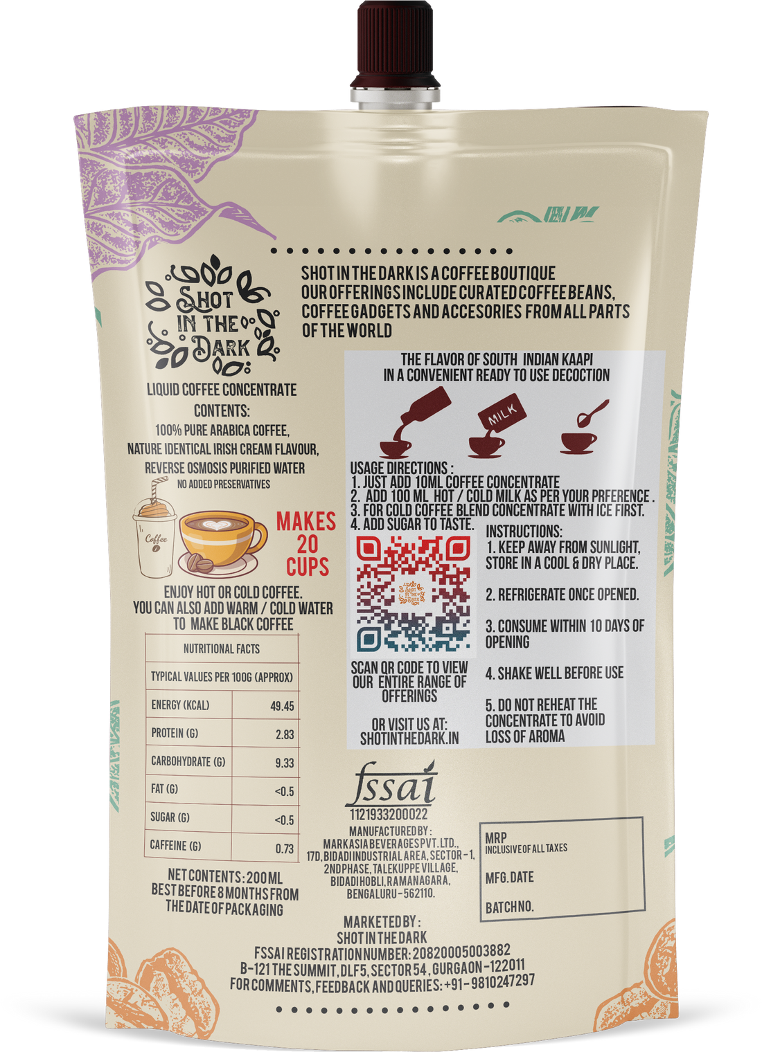 Irish Cream Coffee Concentrate