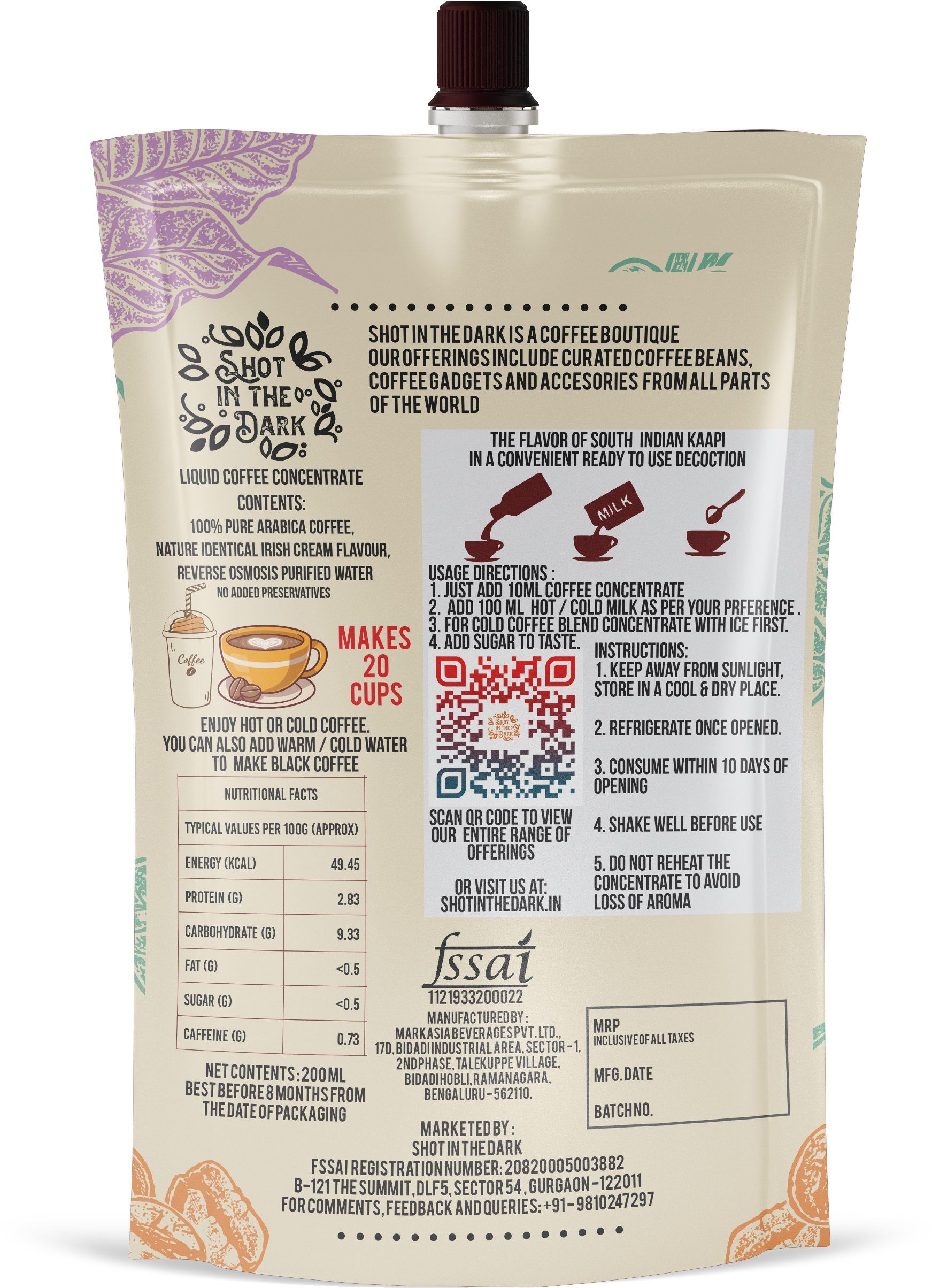 Irish Cream Coffee Concentrate